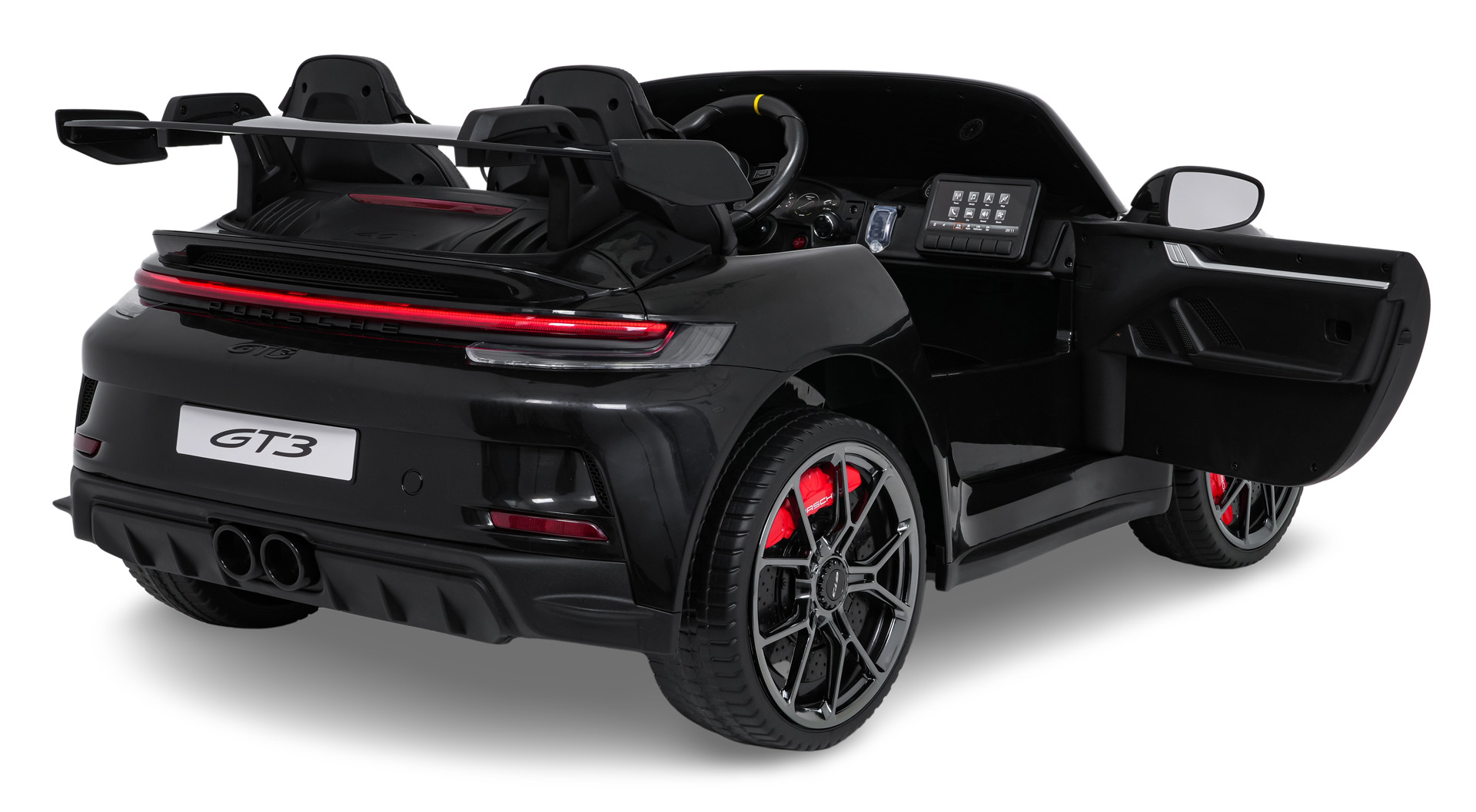 Masinuta electrica pentru copii cu 2 locuri PORSCHE 911 GT3 XXL 24V 800W 4x4, roti EVA, scaun piele, telecomanda parentala, Negru - imagine 7