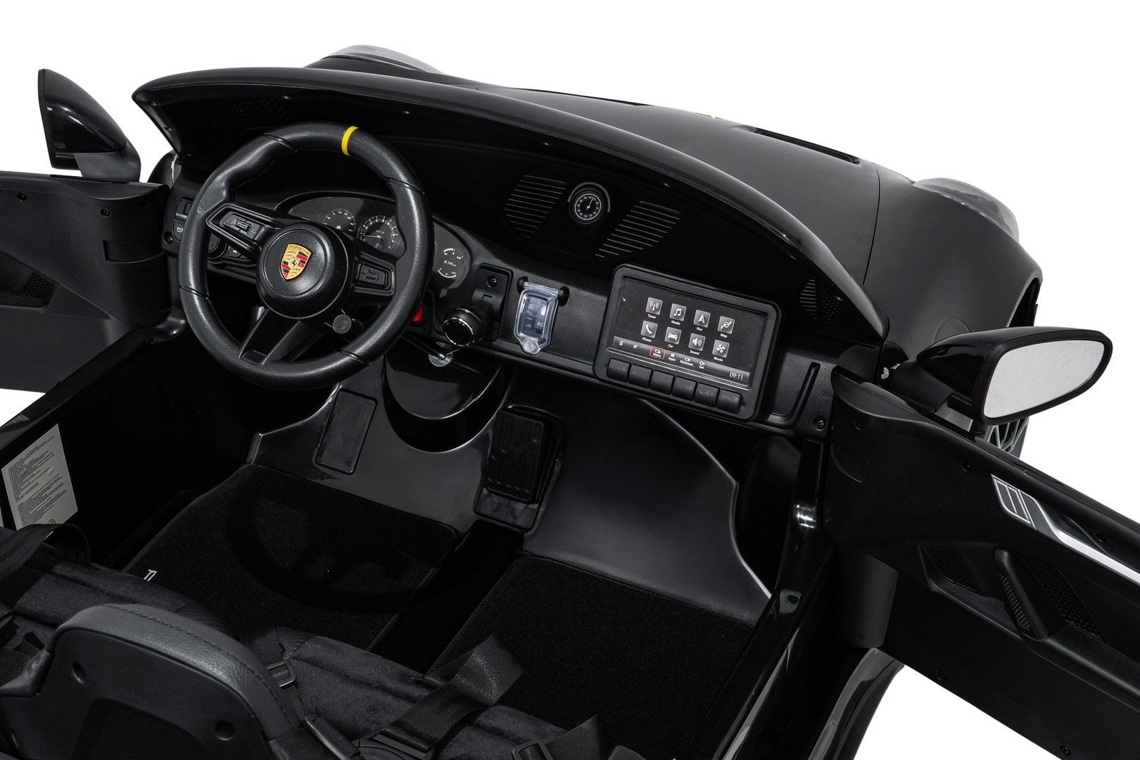Masinuta electrica pentru copii cu 2 locuri PORSCHE 911 GT3 XXL 24V 800W 4x4, roti EVA, scaun piele, telecomanda parentala, Negru - imagine 8