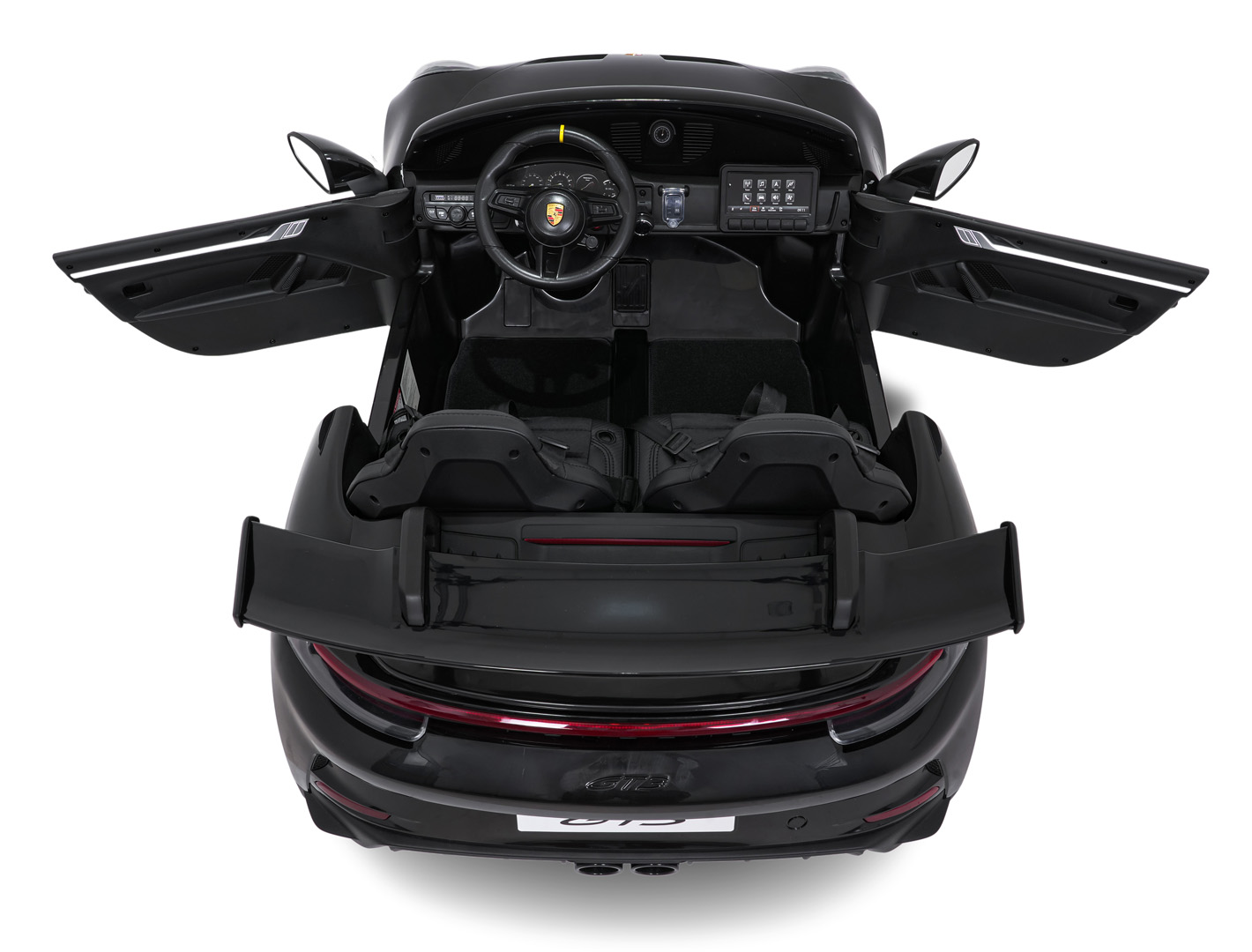 Masinuta electrica pentru copii cu 2 locuri PORSCHE 911 GT3 XXL 24V 800W 4x4, roti EVA, scaun piele, telecomanda parentala, Negru - imagine 10