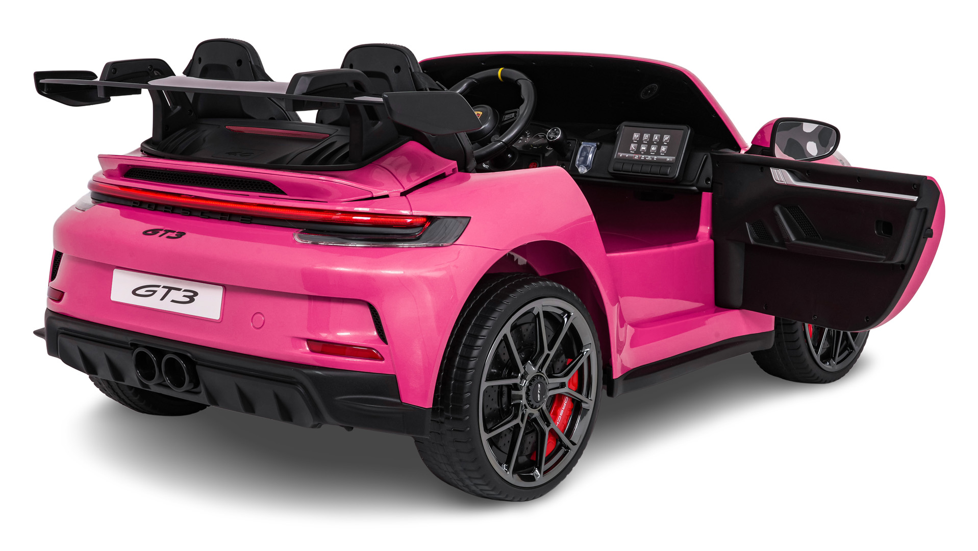 Masinuta electrica pentru copii cu 2 locuri PORSCHE 911 GT3 XXL 24V 800W 4x4, roti EVA, scaun piele, telecomanda parentala, Roz - imagine 2