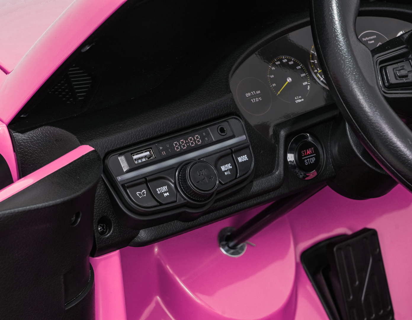 Masinuta electrica pentru copii cu 2 locuri PORSCHE 911 GT3 XXL 24V 800W 4x4, roti EVA, scaun piele, telecomanda parentala, Roz - imagine 10