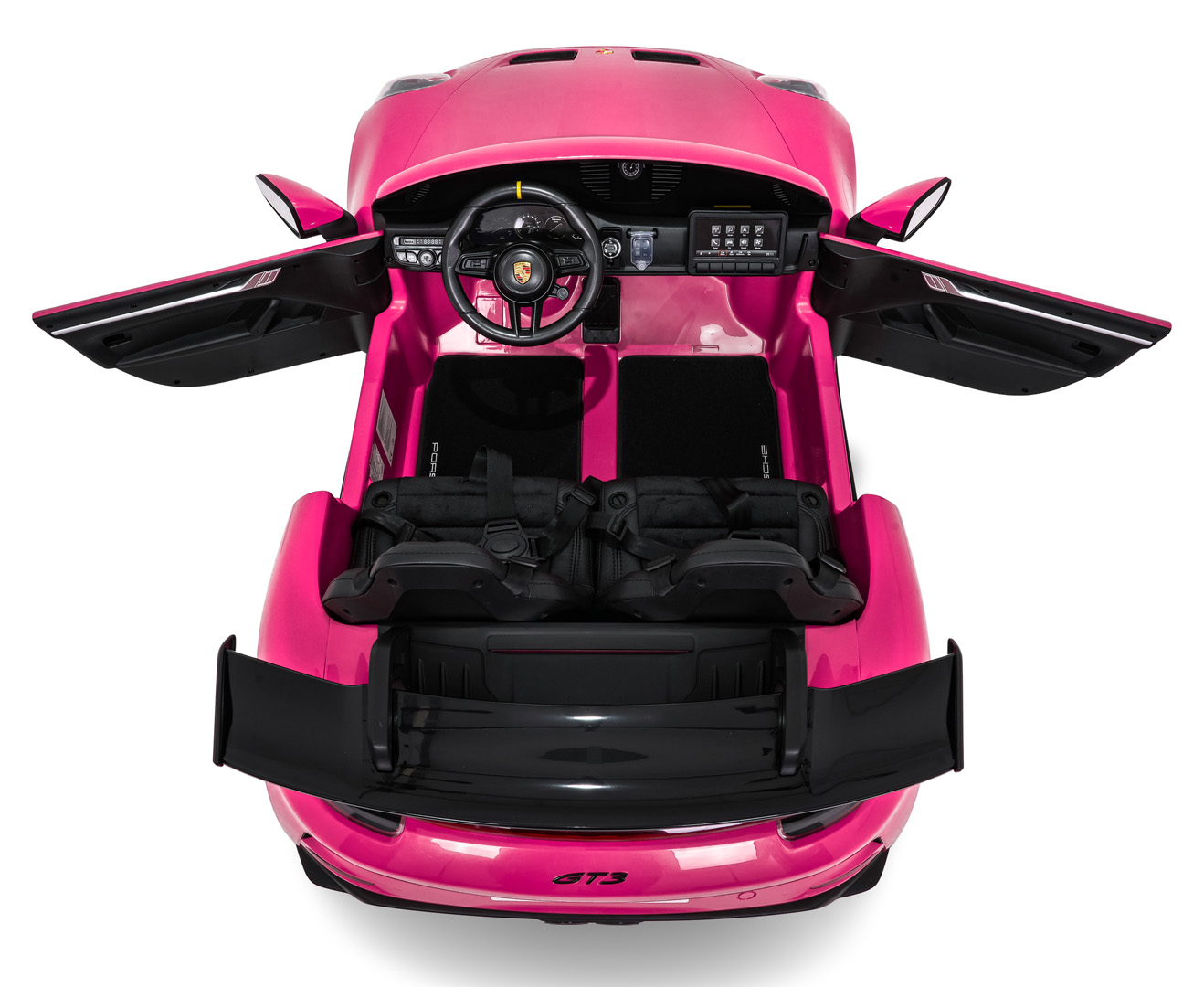 Masinuta electrica pentru copii cu 2 locuri PORSCHE 911 GT3 XXL 24V 800W 4x4, roti EVA, scaun piele, telecomanda parentala, Roz - imagine 9