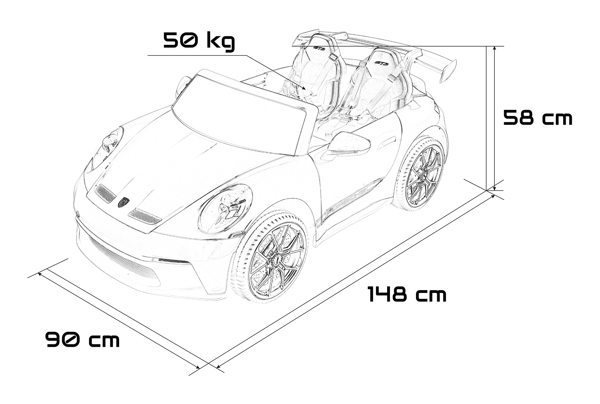 Masinuta electrica pentru copii cu 2 locuri PORSCHE 911 GT3 STRONG 24V (P911-mp4) Alb - imagine 2