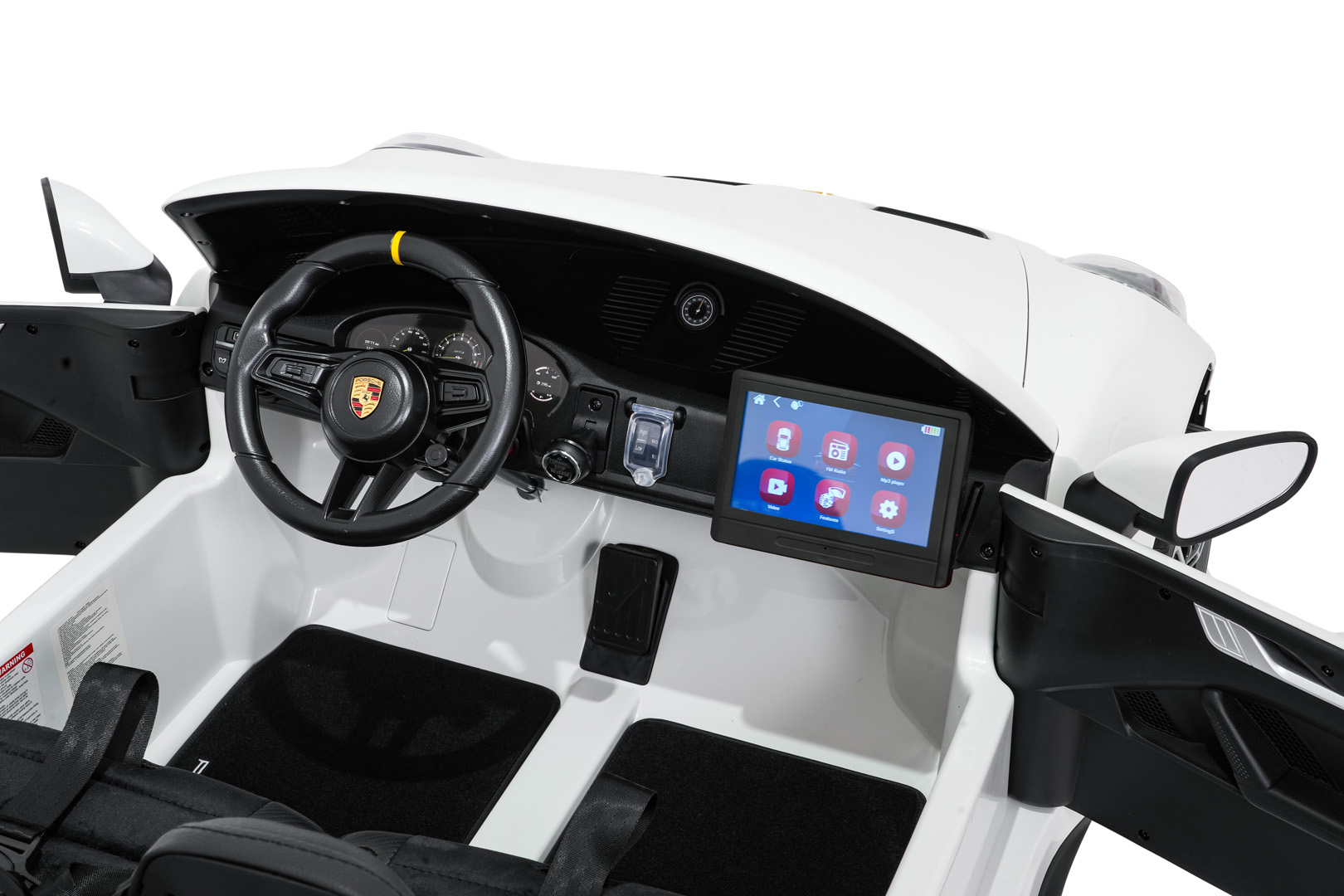 Masina electrica pentru copii cu 2 locuri, Porsche 911 GT3 XXL 24V 640W-brushless, ecran LCD, covorașe si husa cu logo, echipare Lux, Alb - imagine 2