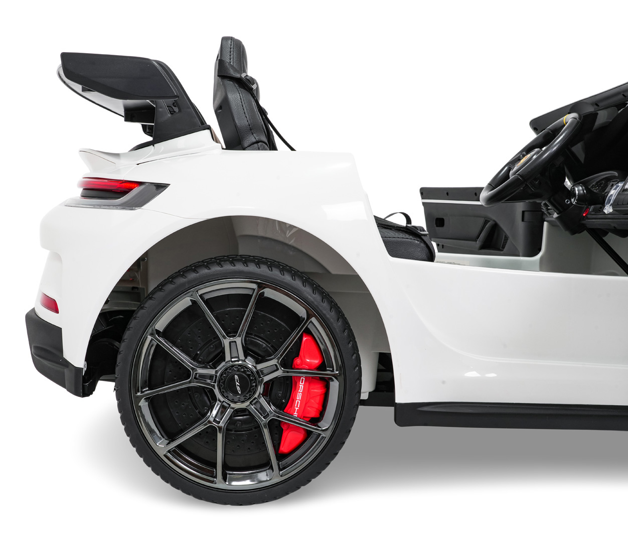 Masina electrica pentru copii cu 2 locuri, Porsche 911 GT3 XXL 24V 640W-brushless, ecran LCD, covorașe si husa cu logo, echipare Lux, Alb - imagine 15