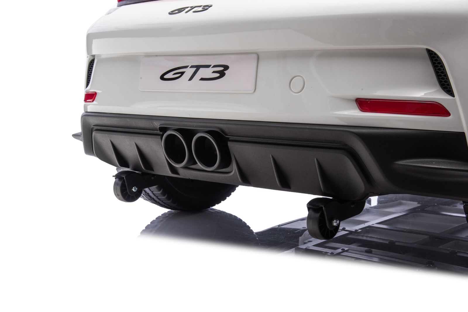 Masina electrica pentru copii cu 2 locuri, Porsche 911 GT3 XXL 24V 640W-brushless, ecran LCD, covorașe si husa cu logo, echipare Lux, Alb - imagine 11