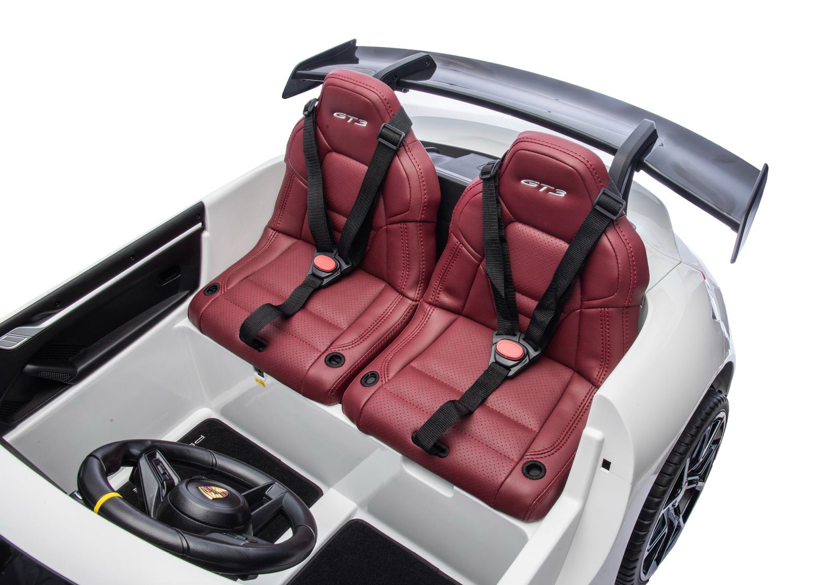 Masina electrica pentru copii cu 2 locuri, Porsche 911 GT3 XXL 24V 640W-brushless, ecran LCD, covorașe si husa cu logo, echipare Lux, Alb - imagine 21