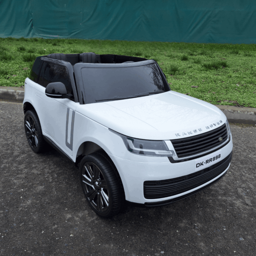 Masinuta electrica copii Range Rover SV 4×4 12V 200W roti EVA, scaun piele, telecomanda parentala, Alb