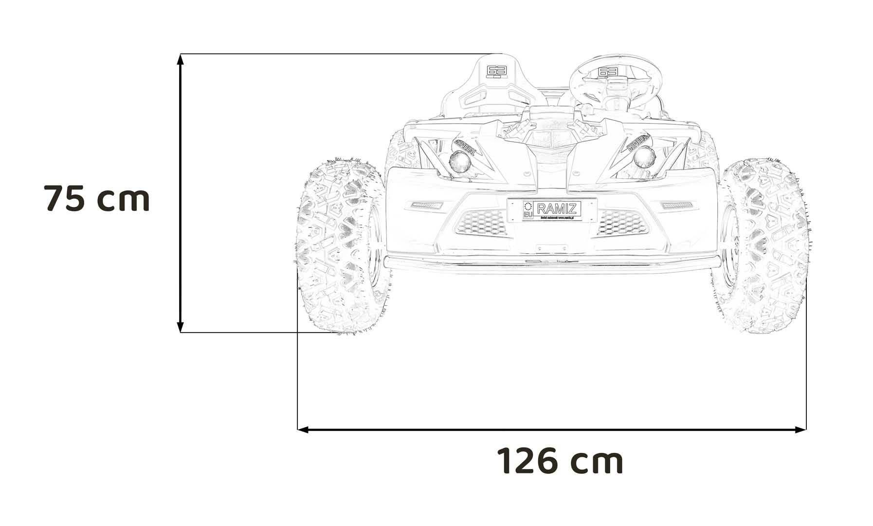 UTV electric pentru copii 8-15 ani cu 2 locuri 48V 800W Buggy GENERAL XXL cu viteza max 25km/h (2358) Rosu - imagine 3