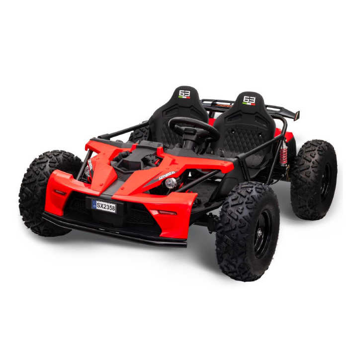 UTV electric pentru copii 8-15 ani cu 2 locuri 48V 800W Buggy GENERAL XXL cu viteza max 25km/h (2358) Rosu