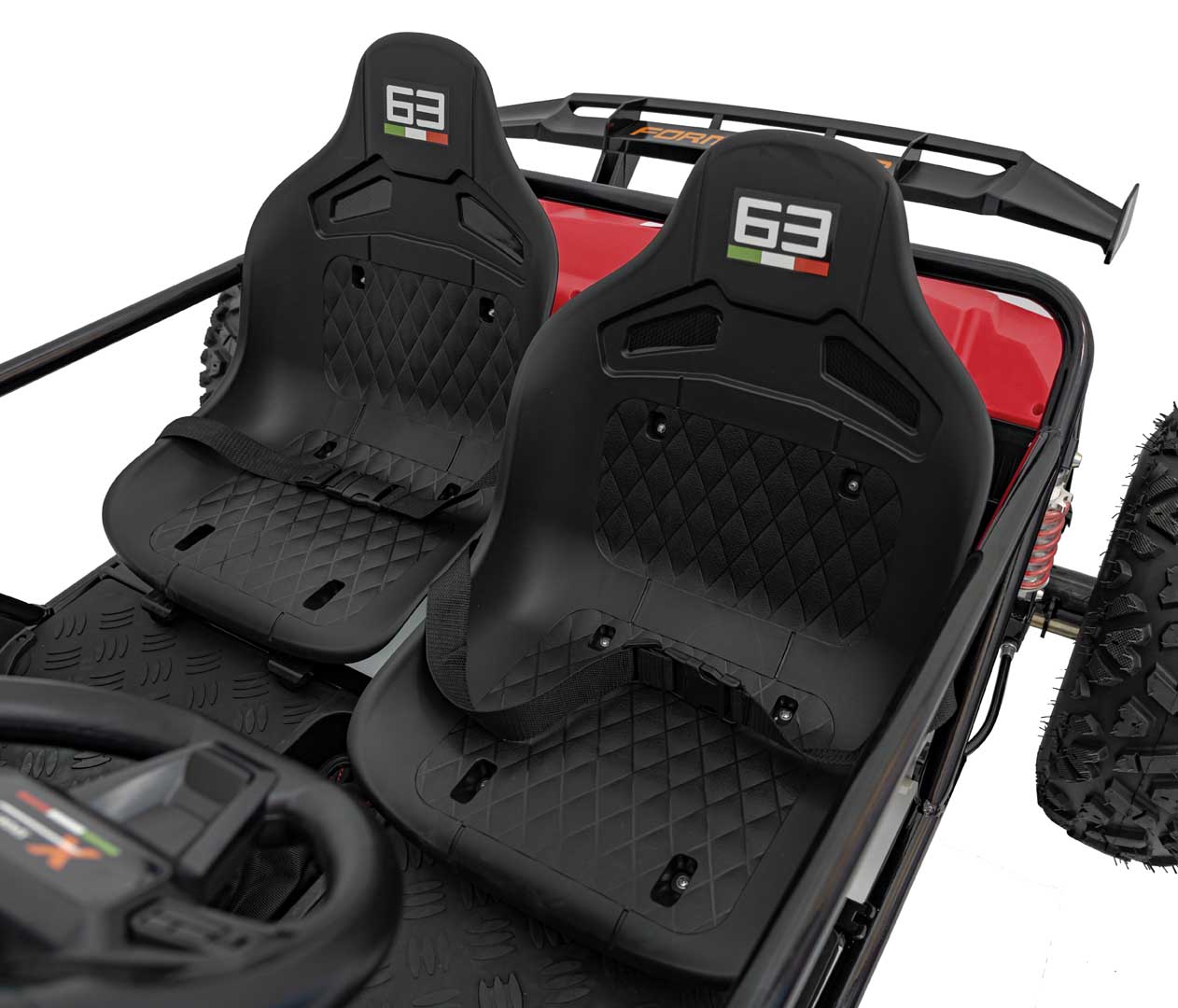 UTV electric pentru copii 8-15 ani cu 2 locuri 48V 800W Buggy GENERAL XXL cu viteza max 25km/h (2358) Rosu - imagine 2