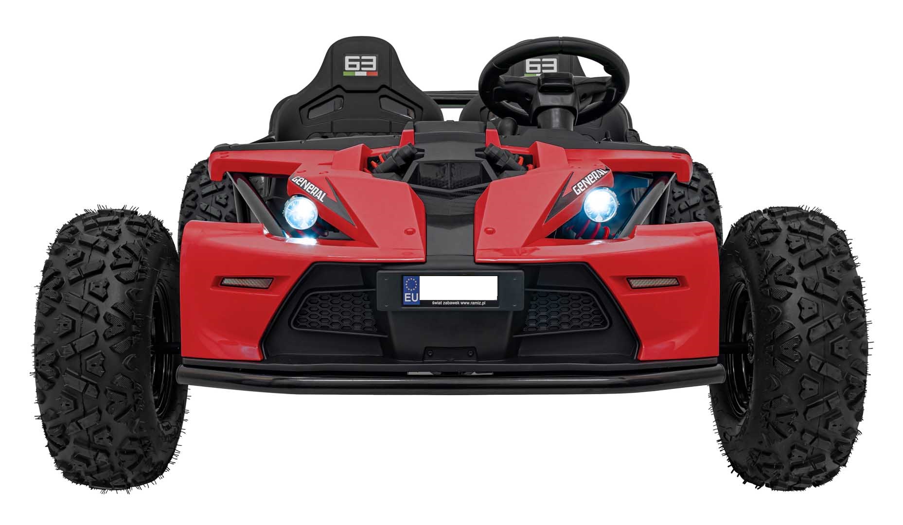 UTV electric pentru copii 8-15 ani cu 2 locuri 48V 800W Buggy GENERAL XXL cu viteza max 25km/h (2358) Rosu - imagine 6