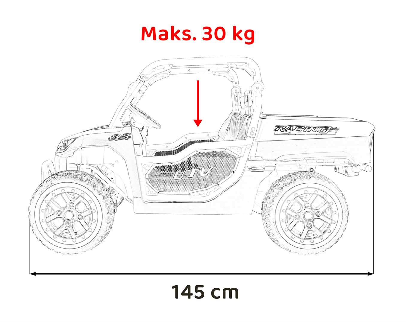 UTV electric pentru copii Autokids Farmer Truck 24V 300W 4x4 (307) Rosu - imagine 5