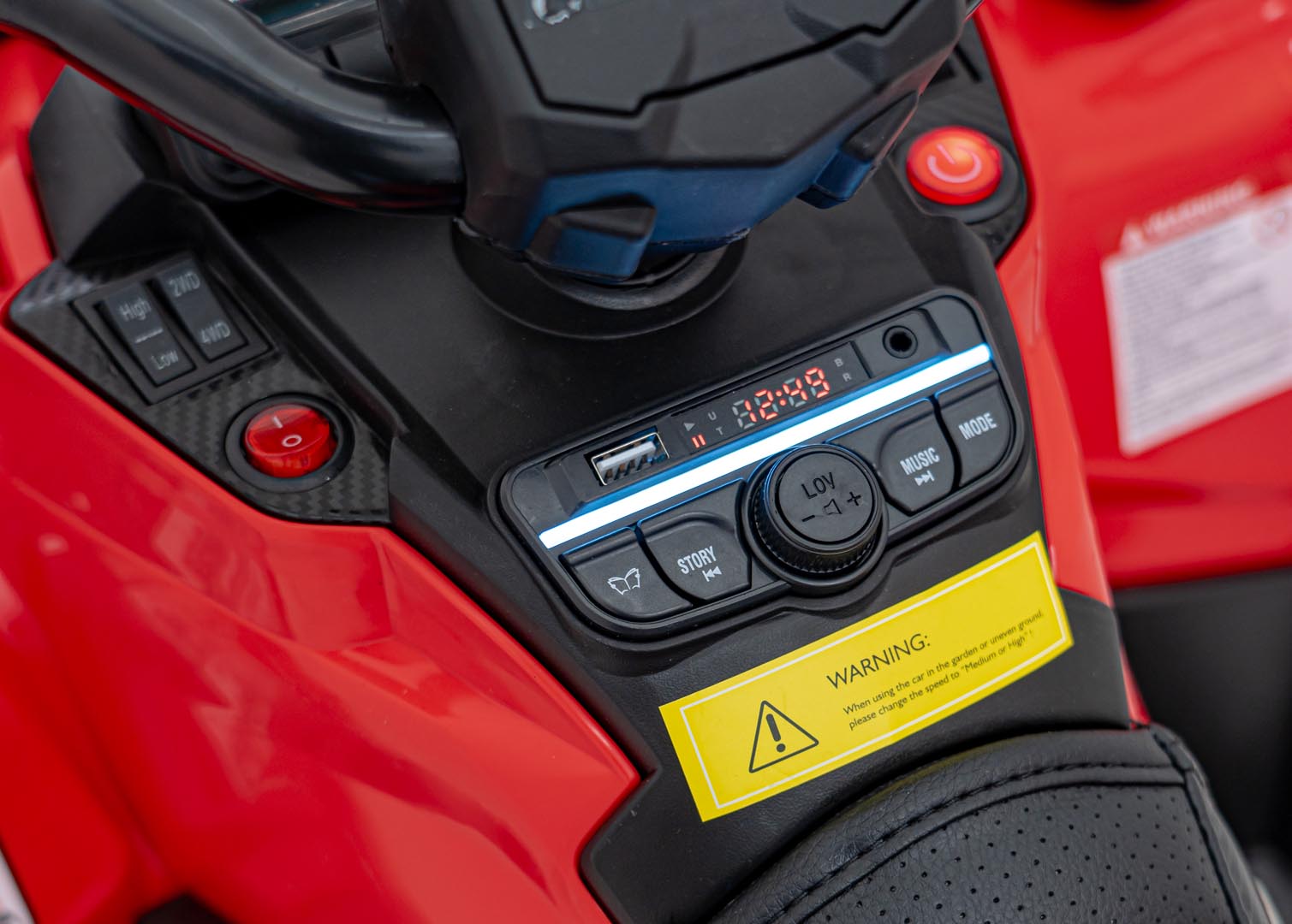 ATV electric pentru copii Autokids Can-Am Outlander cu 2 locuri, cu Telecomanda 12V 180W echipare Lux (CA005) Rosu - imagine 6