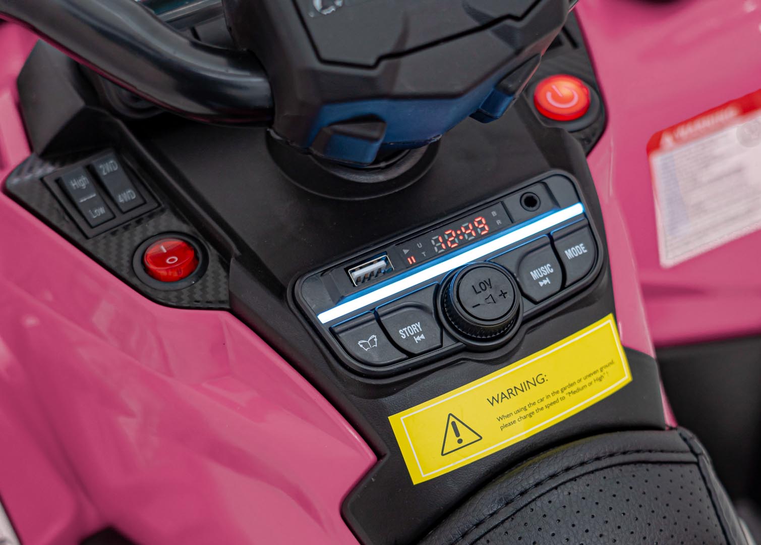 ATV electric pentru copii 2-8 ani Can-Am Outlander cu 2 locuri, cu Telecomanda, 4x4 12V 180W (CA005) Roz - imagine 9