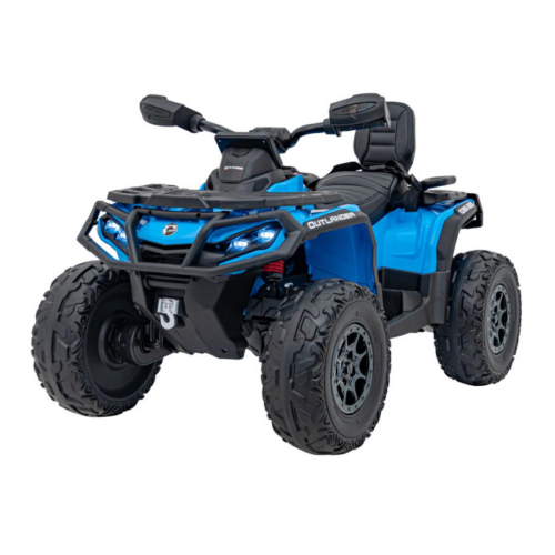 ATV electric copii cu 2 locuri Can-Am Outlander 24V 4×4 800W, roti EVA, scaun piele, Bluetooth, Albastru