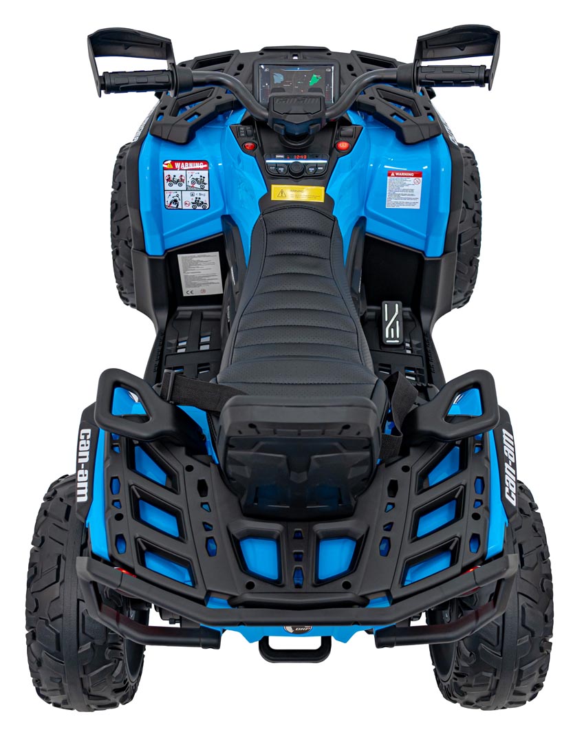 ATV electric copii cu 2 locuri Can-Am Outlander 24V 4x4 800W, roti EVA, scaun piele, Bluetooth, Albastru - imagine 3