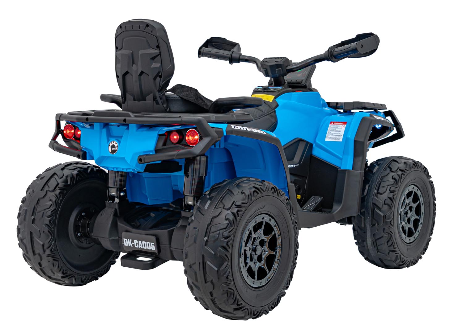 ATV electric copii cu 2 locuri Can-Am Outlander 24V 4x4 800W, roti EVA, scaun piele, Bluetooth, Albastru - imagine 11