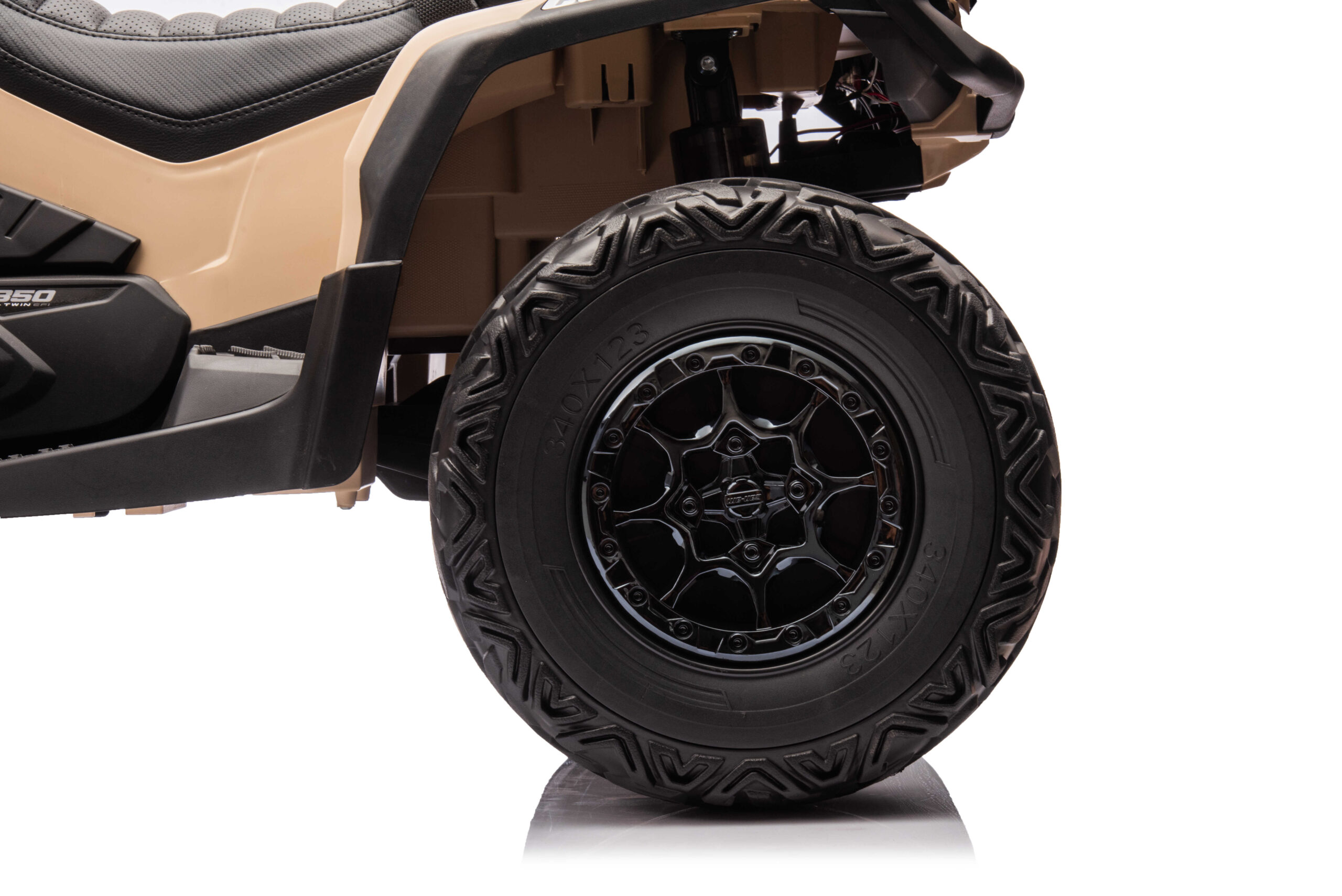 ATV electric copii cu 2 locuri Can-Am Outlander 24V 4x4 800W, roti EVA, scaun piele, Bluetooth, Bej - imagine 5