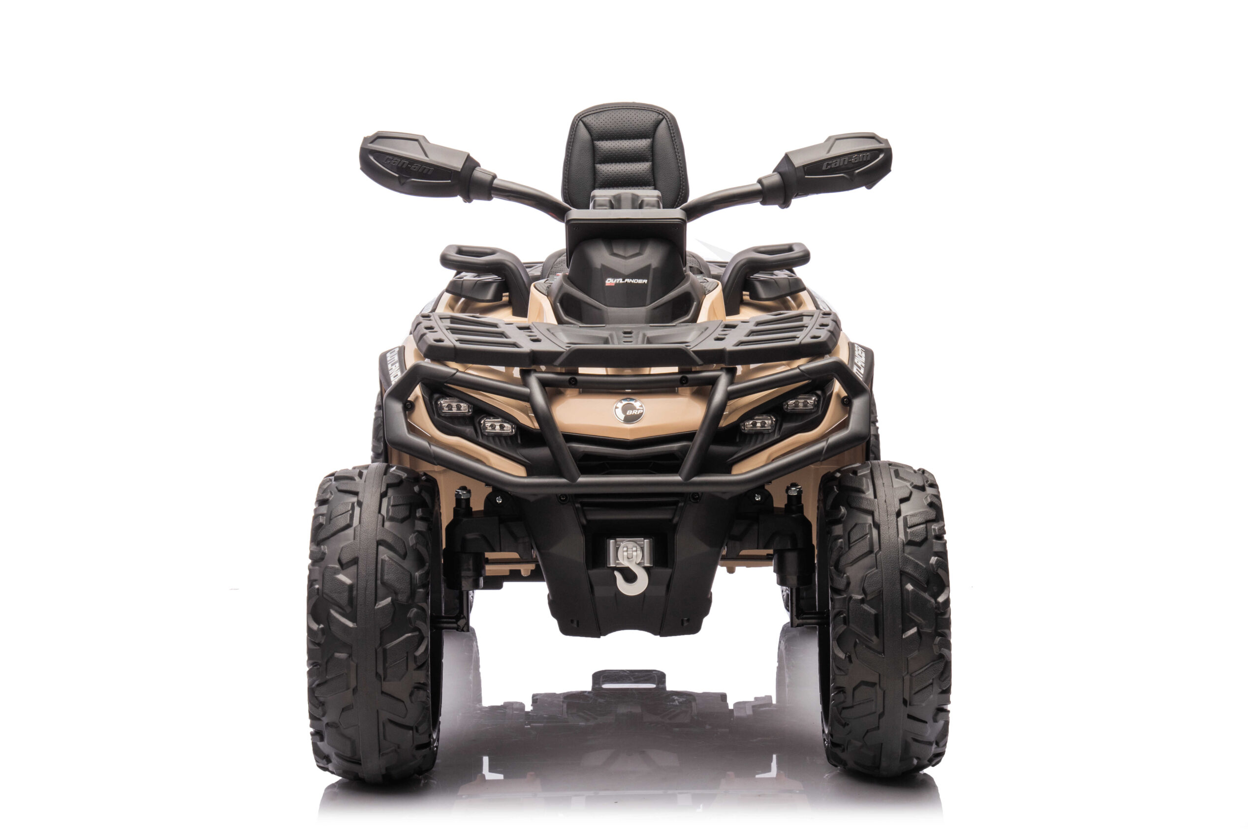 ATV electric copii cu 2 locuri Can-Am Outlander 24V 4x4 800W, roti EVA, scaun piele, Bluetooth, Bej - imagine 7