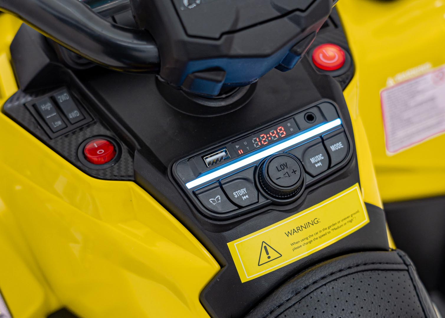 ATV electric pentru copii Can-Am Outlander cu 2 locuri 24V 4x4 800W, echipare Lux (CA005) Galben - imagine 5