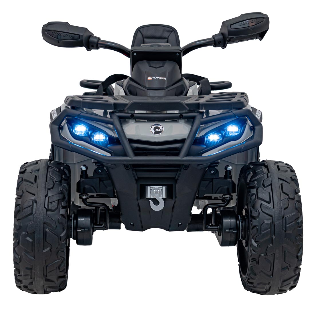 ATV electric copii cu 2 locuri Can-Am Outlander 24V 4x4 800W, roti EVA, scaun piele, Bluetooth, Gri - imagine 2