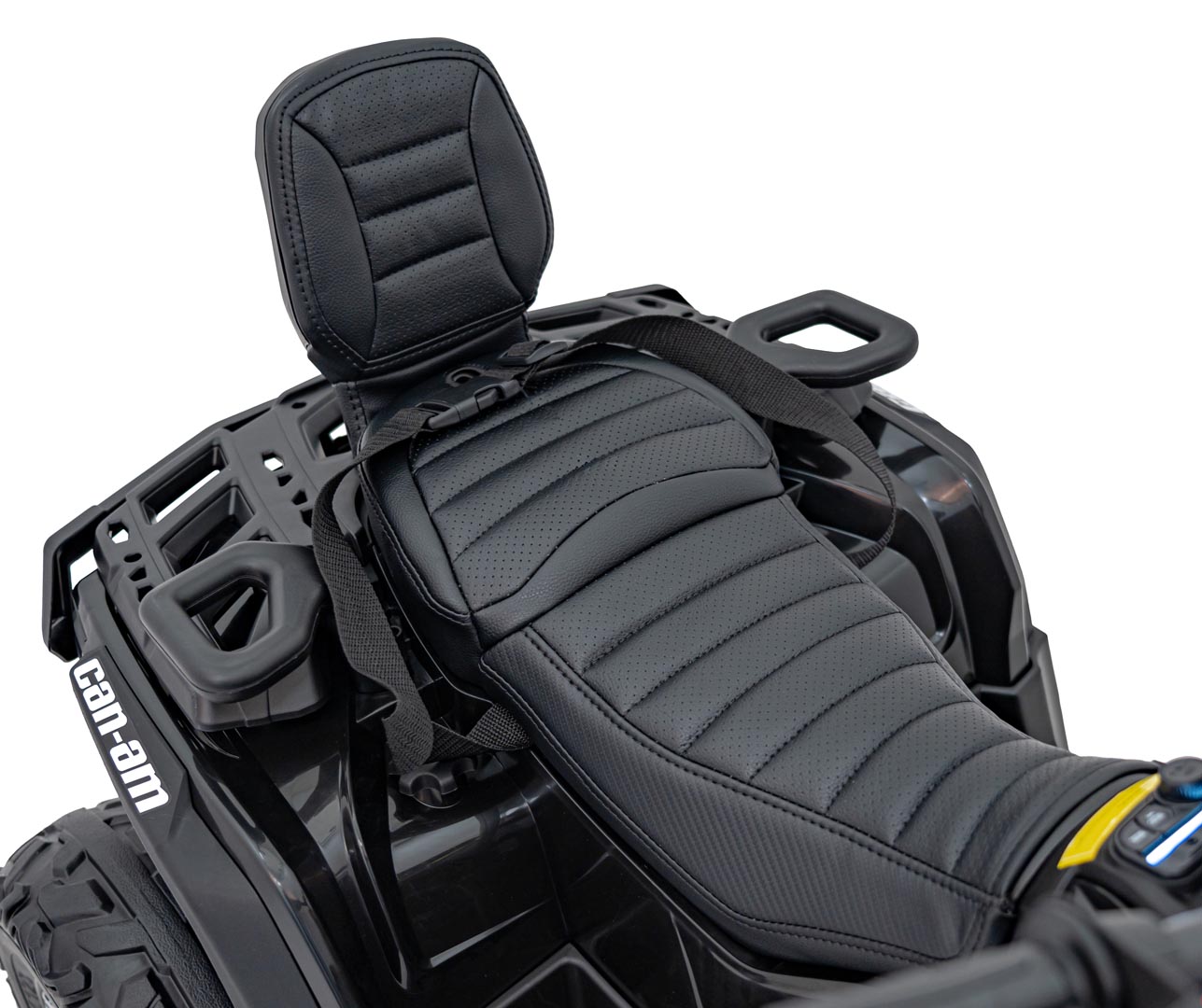 ATV electric copii cu 2 locuri Can-Am Outlander 24V 4x4 800W, roti EVA, scaun piele, Bluetooth, Negru - imagine 3