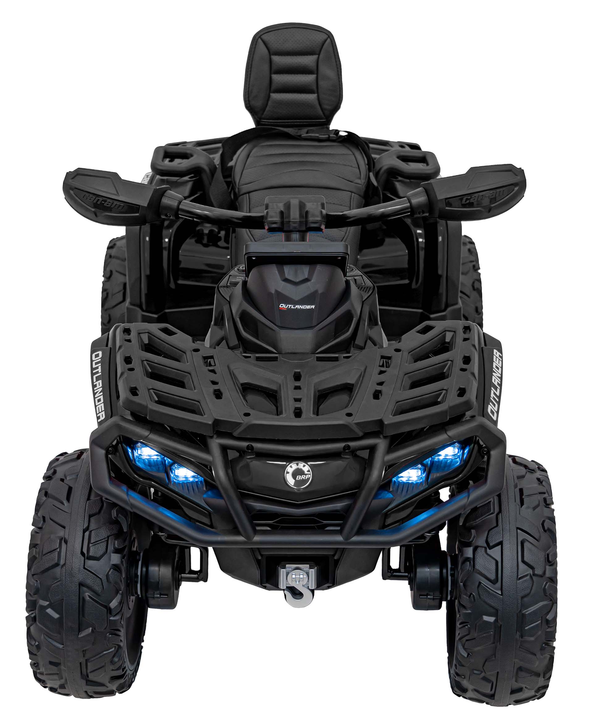 ATV electric copii cu 2 locuri Can-Am Outlander 24V 4x4 800W, roti EVA, scaun piele, Bluetooth, Negru - imagine 7