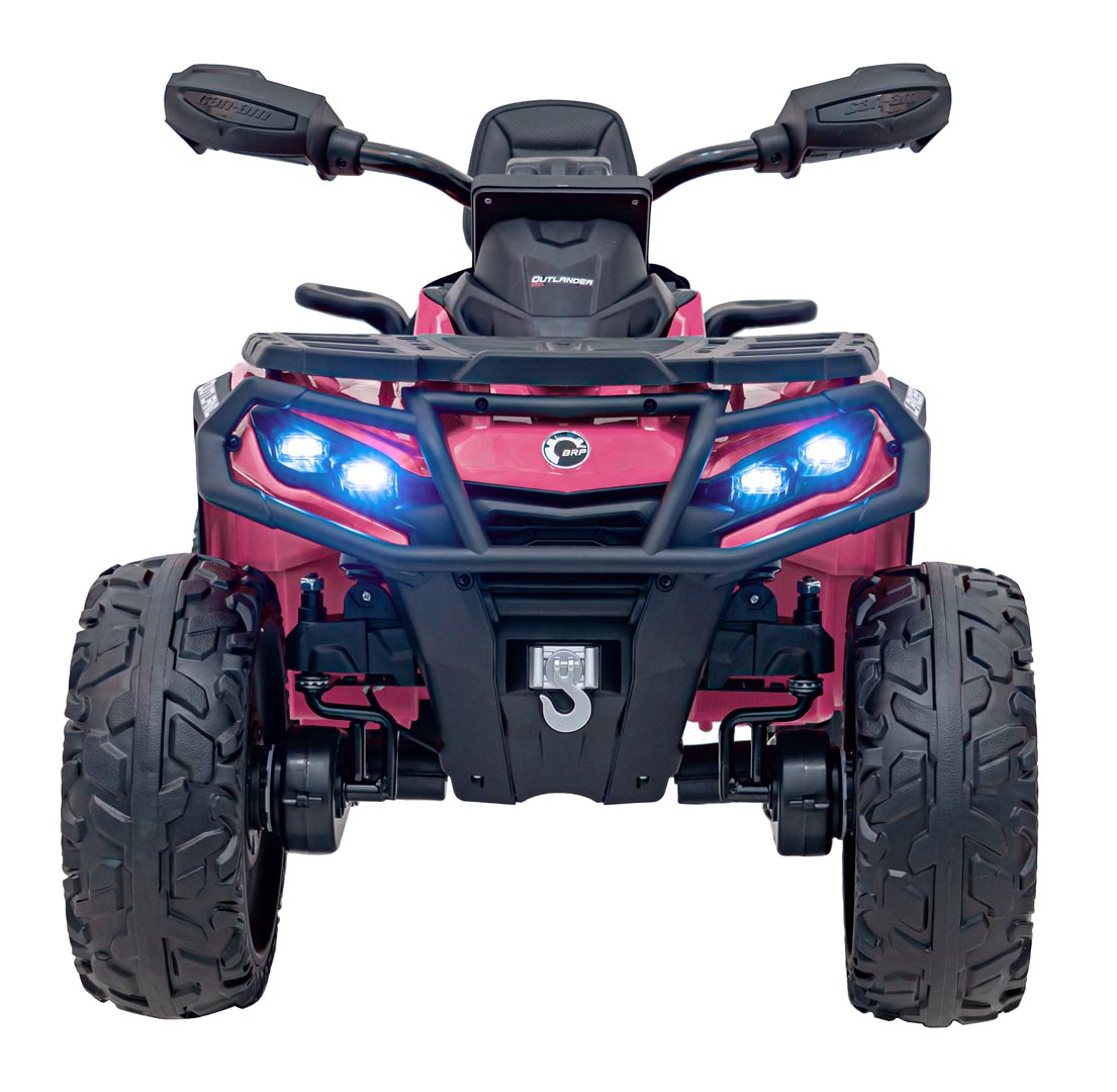 ATV electric copii cu 2 locuri Can-Am Outlander 24V 4x4 800W, roti EVA, scaun piele, Bluetooth, Roz - imagine 2