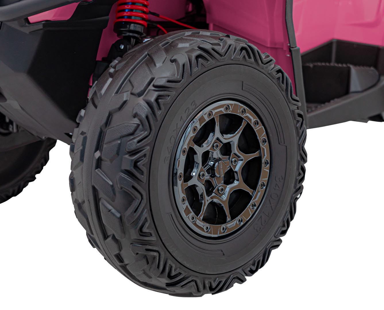 ATV electric copii cu 2 locuri Can-Am Outlander 24V 4x4 800W, roti EVA, scaun piele, Bluetooth, Roz - imagine 9