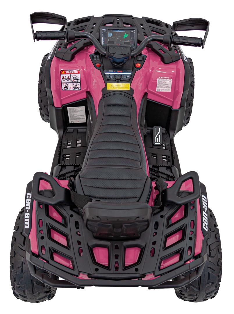 ATV electric copii cu 2 locuri Can-Am Outlander 24V 4x4 800W, roti EVA, scaun piele, Bluetooth, Roz - imagine 7