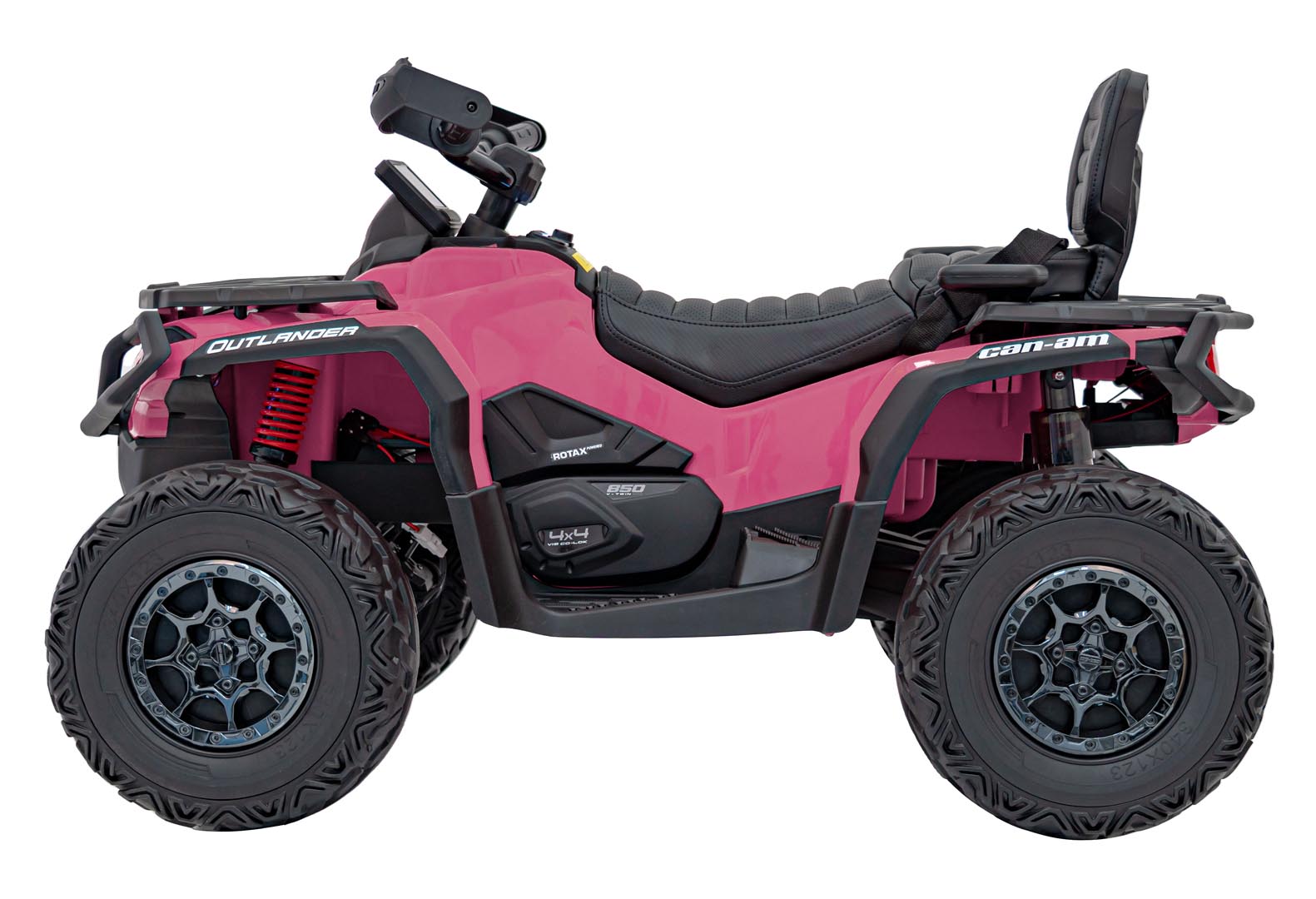ATV electric copii cu 2 locuri Can-Am Outlander 24V 4x4 800W, roti EVA, scaun piele, Bluetooth, Roz - imagine 8