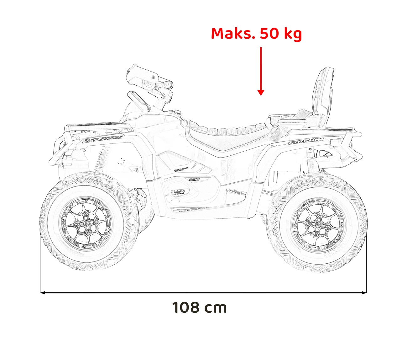ATV electric copii cu 2 locuri Can-Am Outlander 24V 4x4 800W, roti EVA, scaun piele, Bluetooth, Bej - imagine 11
