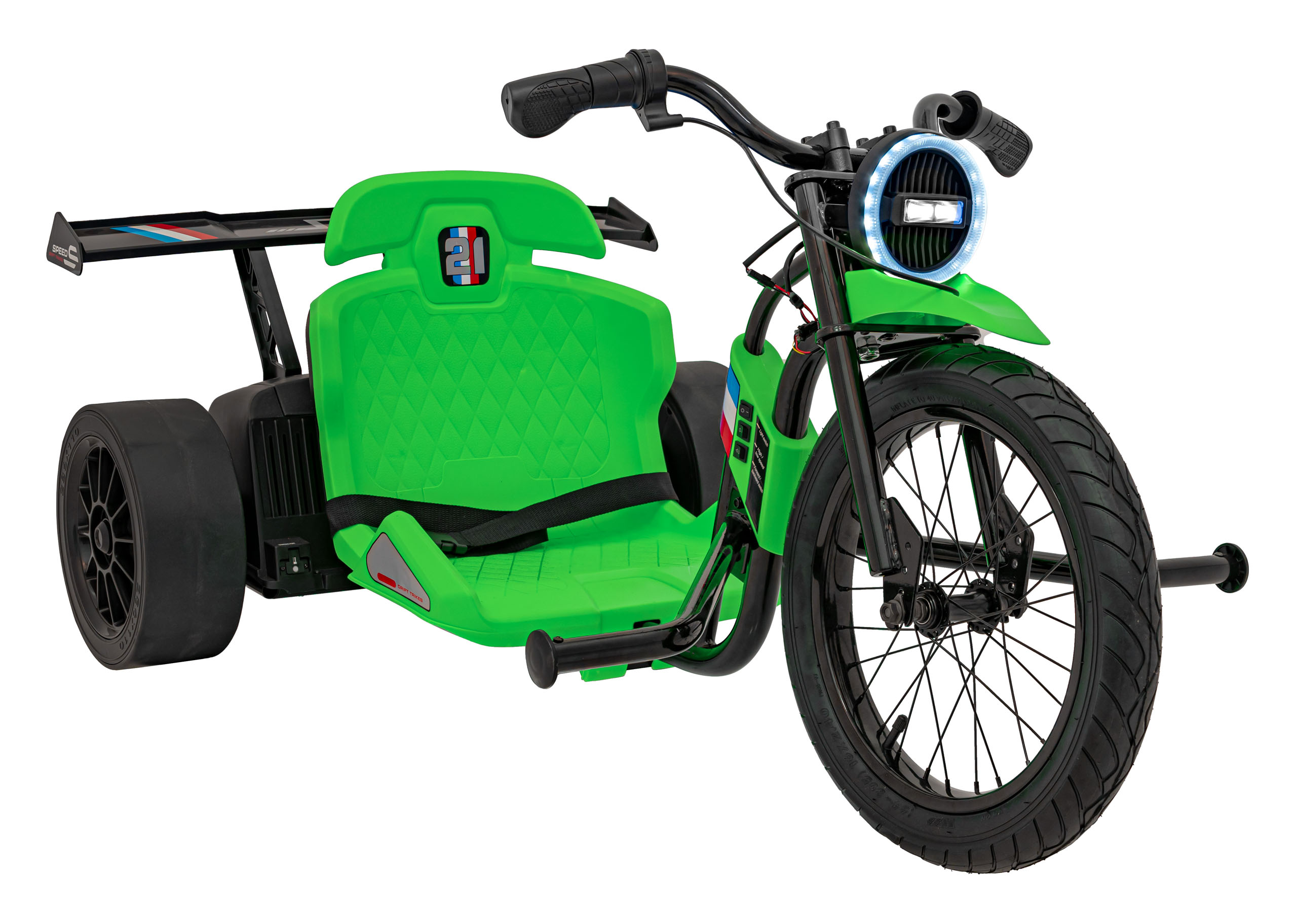 Drift trike electric pentru copii DRIFT BIKE "21 24V 500W faruri cu LED, viteza max 14 km/h (2338) Verde - imagine 3