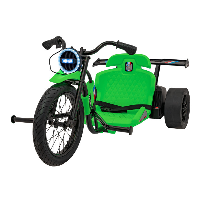 Drift trike electric pentru copii DRIFT BIKE "21 24V 500W faruri cu LED, viteza max 14 km/h (2338) Verde