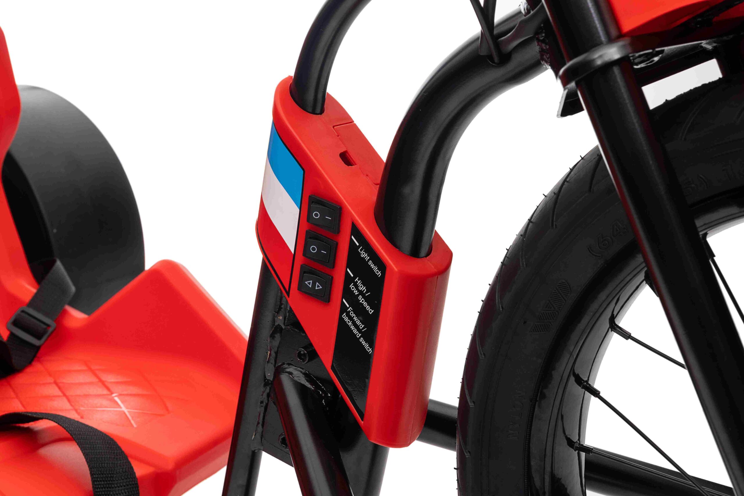 Drift trike electric pentru copii DRIFT BIKE "21 24V 500W faruri cu LED, viteza max 14 km/h (2338) Rosu - imagine 8