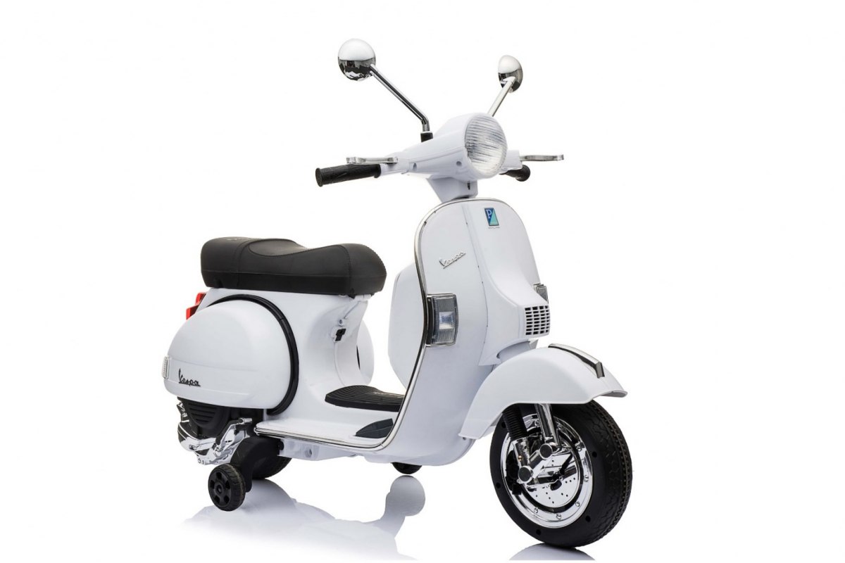 Motocicleta electrica pentru copii Scuter Vespa 12V 70W (PX150) Alb - imagine 6