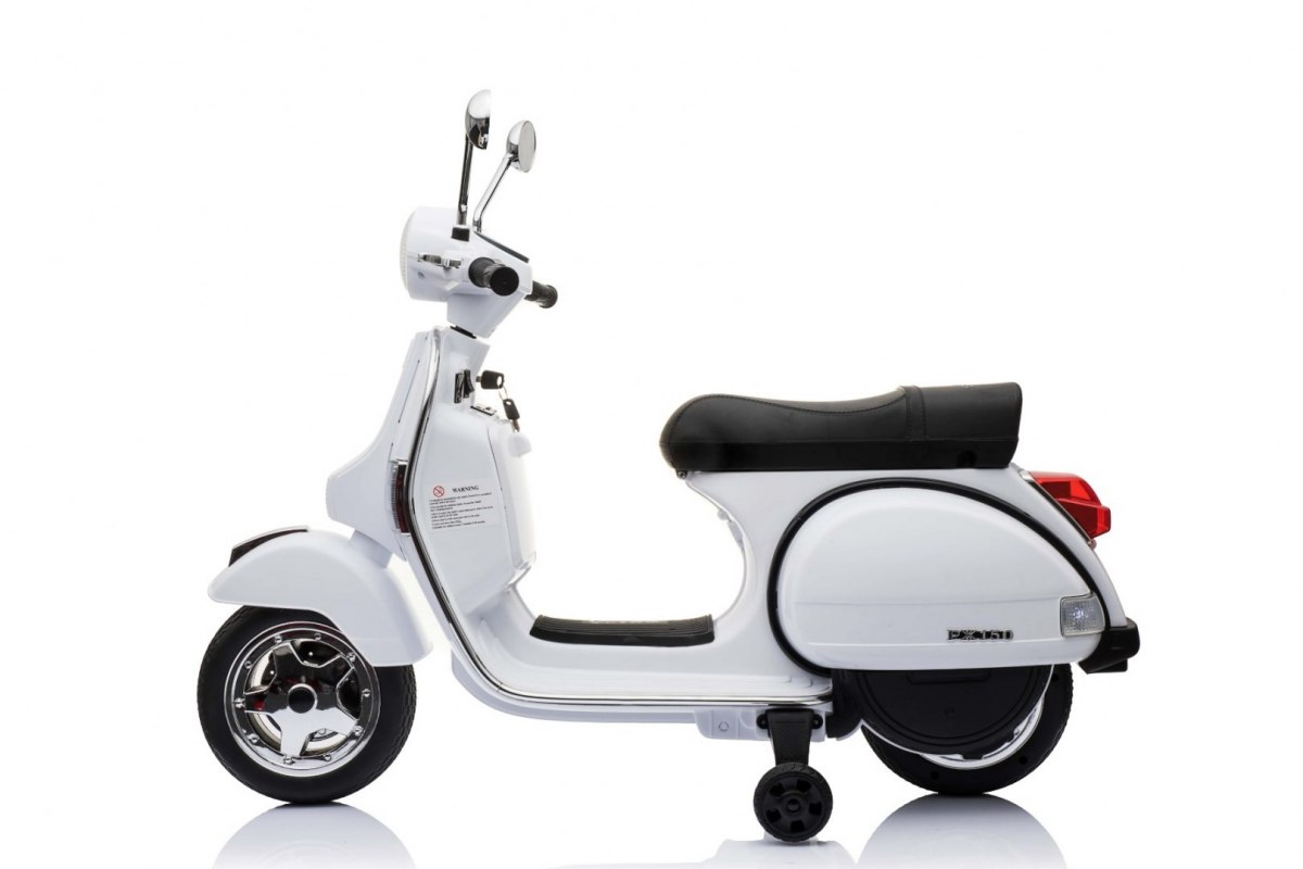 Motocicleta electrica pentru copii Scuter Vespa 12V 70W (PX150) Alb - imagine 7