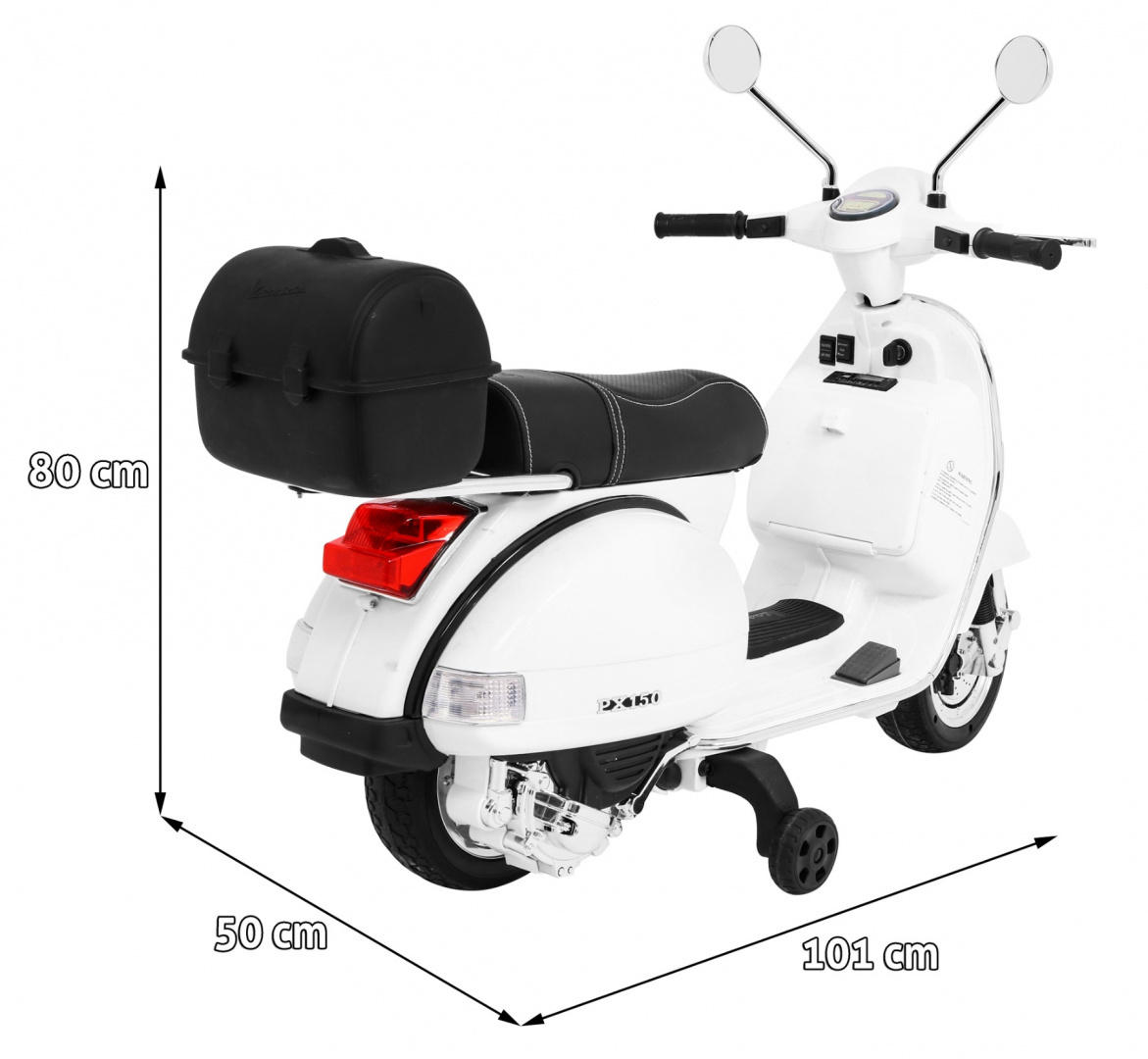 Motocicleta electrica pentru copii Scuter Vespa 12V 70W (PX150) Alb - imagine 9