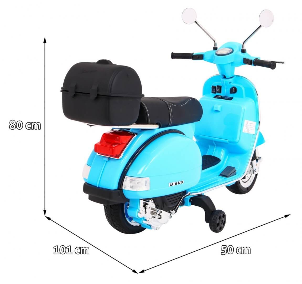 Motocicleta electrica pentru copii Scuter Vespa 12V 50W (PX150) Albastru - imagine 6