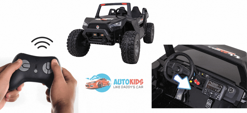 UTV electric pentru 2 copii Buggy XXL FAST EDITION cu viteza maxima 15km/h 500W 24V 4x4 (sx1928-fast) Negru - imagine 11