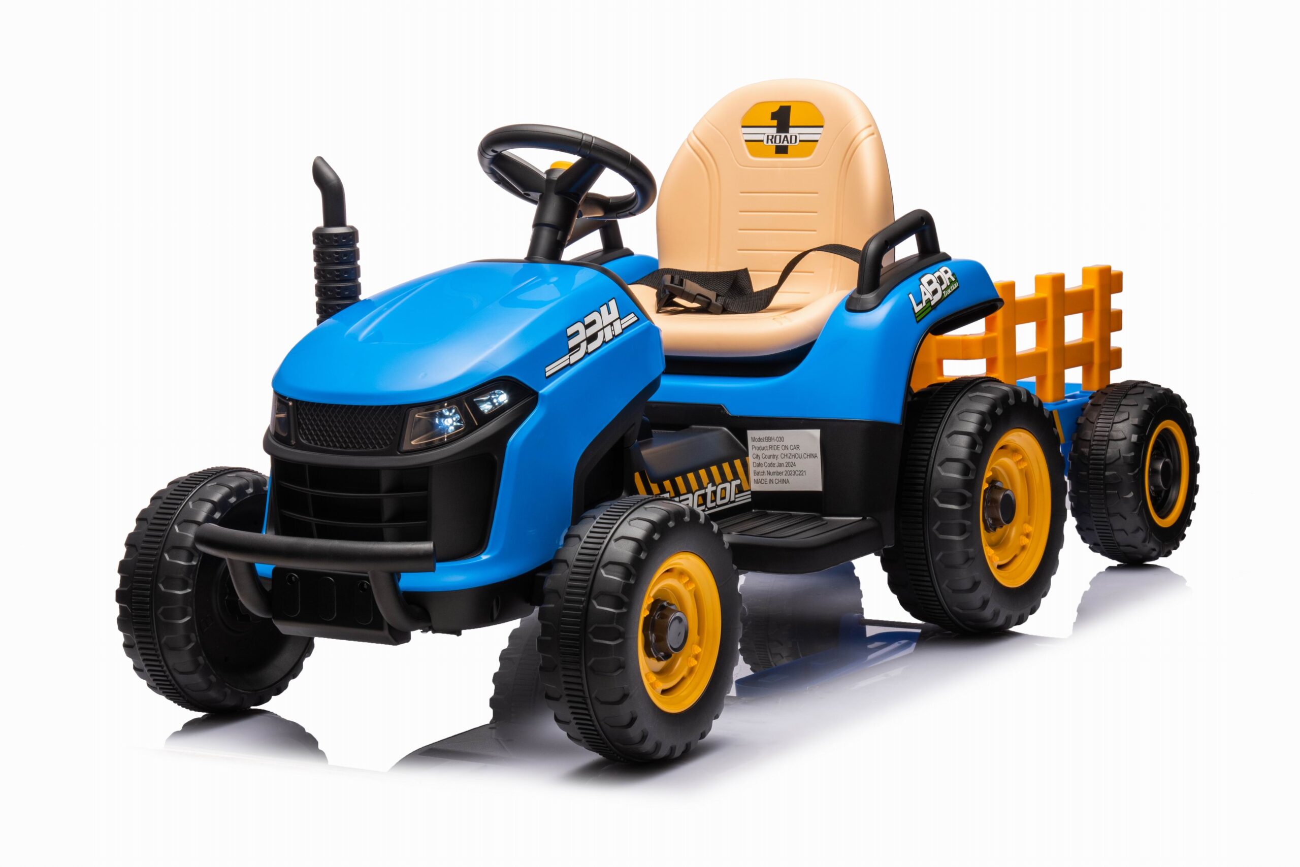Tractor electric pentru copii cu remorca Labor Lux 12V 60W (BBH-030) Albastru