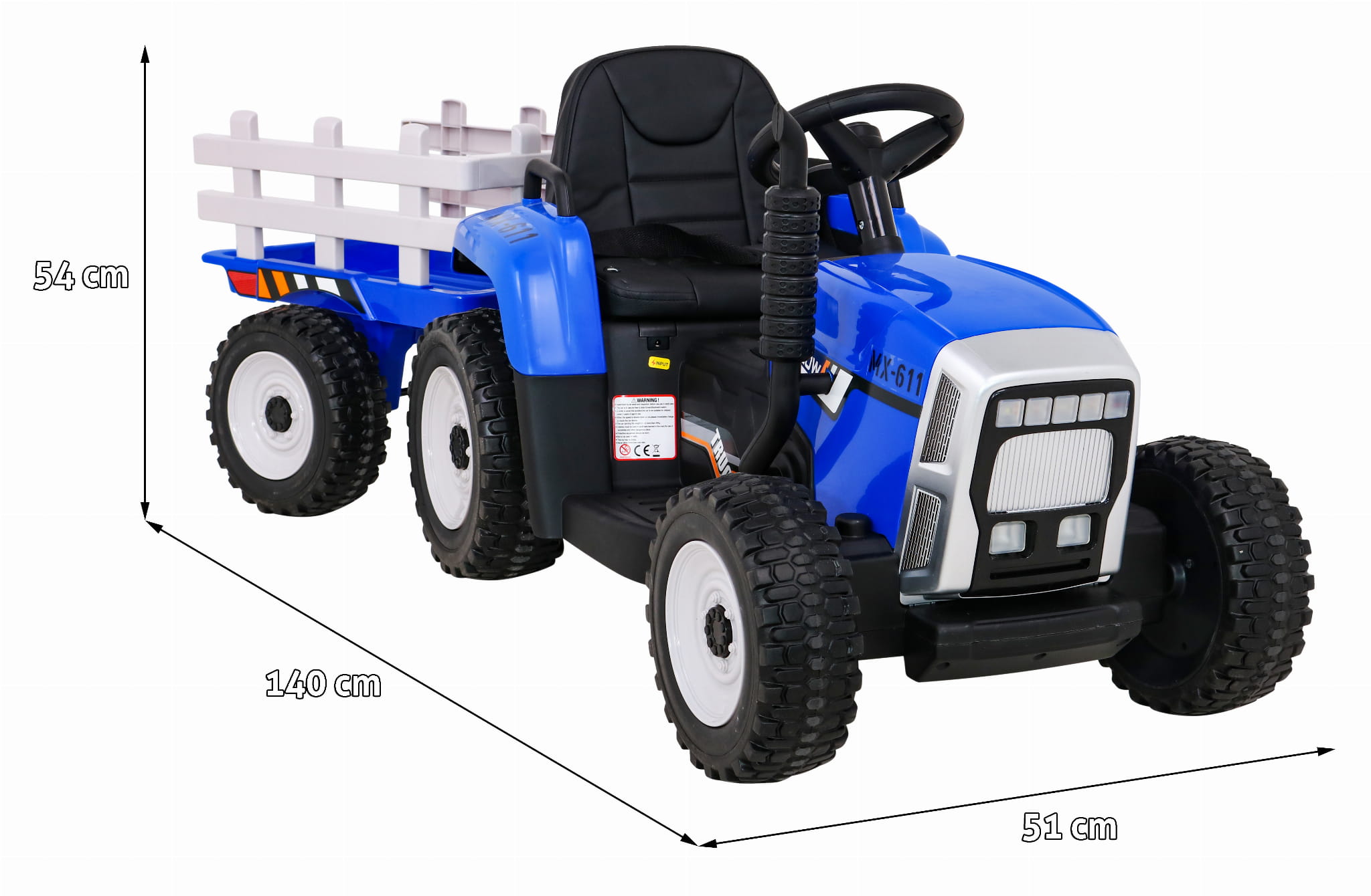 Tractor electric cu remorca pentru copii BLOW TRUCK LUX roti EVA (MX-611-LUX) Albastru - imagine 2