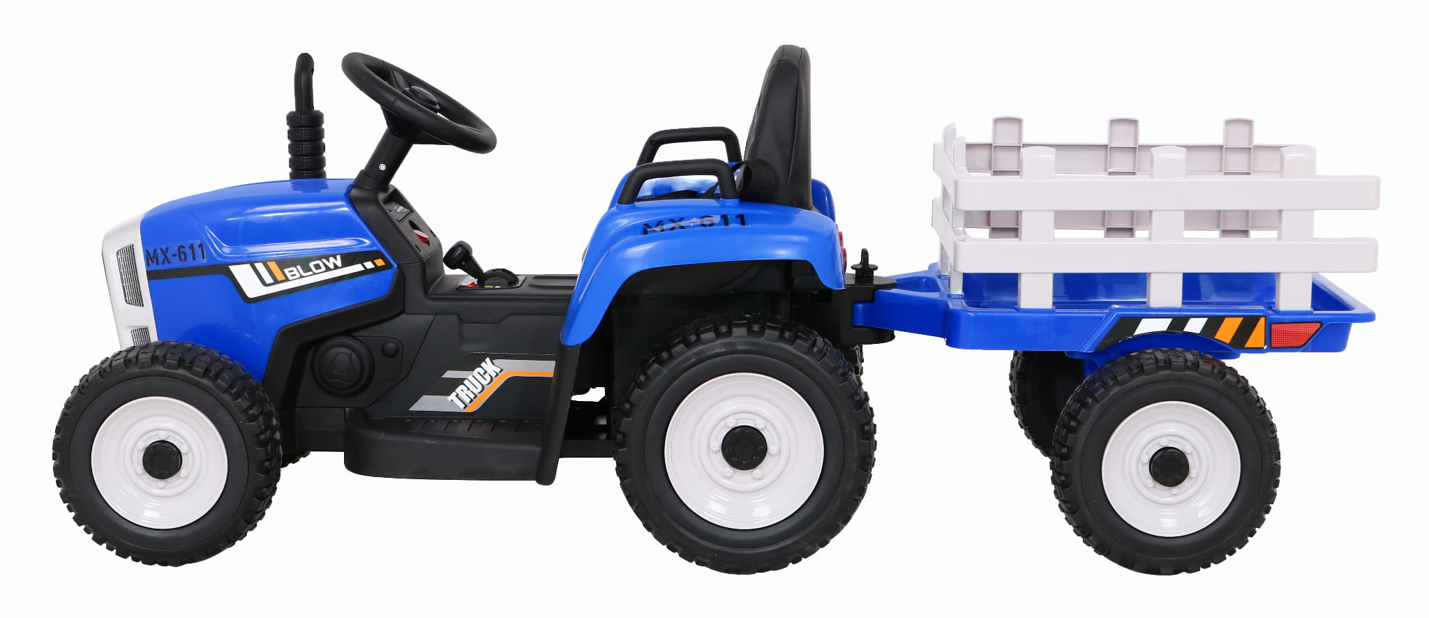 Tractor electric cu remorca pentru copii BLOW TRUCK LUX roti EVA (MX-611-LUX) Albastru - imagine 4