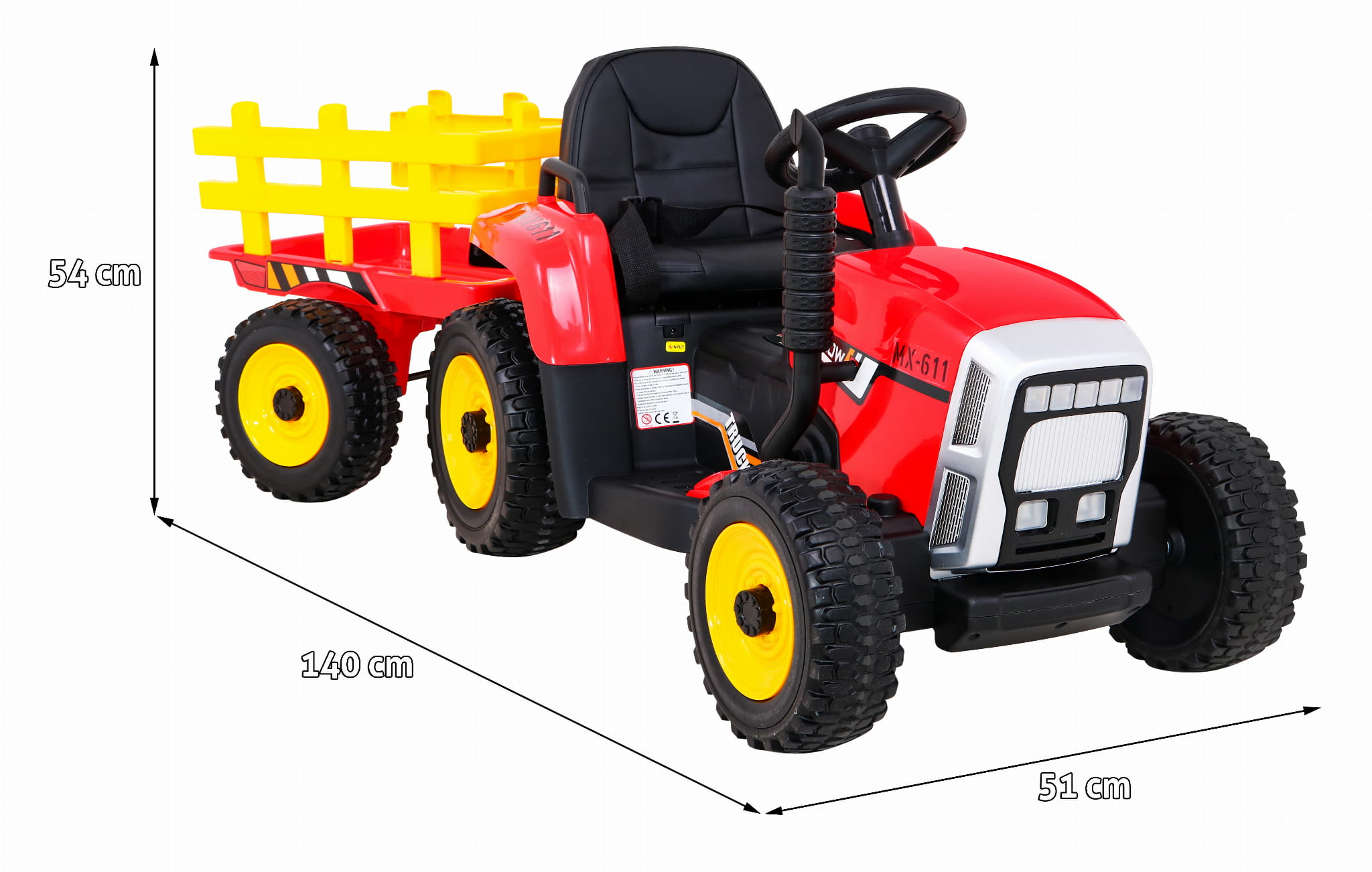 Tractor electric cu remorca pentru copii BLOW TRUCK LUX roti EVA (MX-611-LUX) Rosu - imagine 2