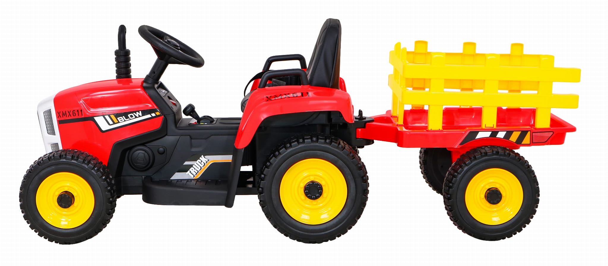 Tractor electric cu remorca pentru copii BLOW TRUCK LUX roti EVA (MX-611-LUX) Rosu - imagine 4