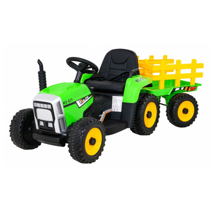 Tractor electric cu remorca pentru copii BLOW TRUCK LUX roti EVA (MX-611-LUX) Verde