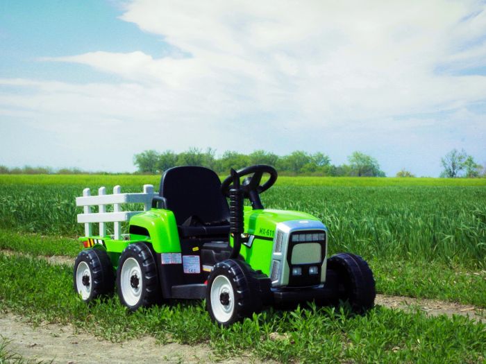 Tractor electric pentru copii cu remorca Workers Truck (MX-611) Verde - imagine 4