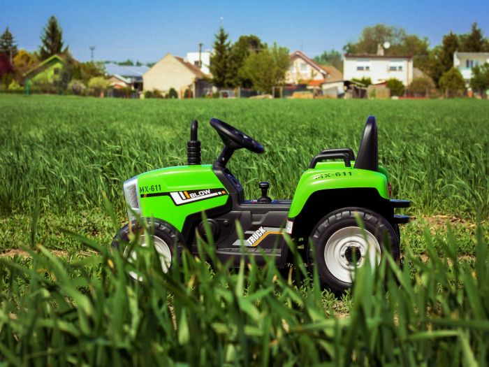 Tractor electric pentru copii cu remorca Workers Truck (MX-611) Verde - imagine 2