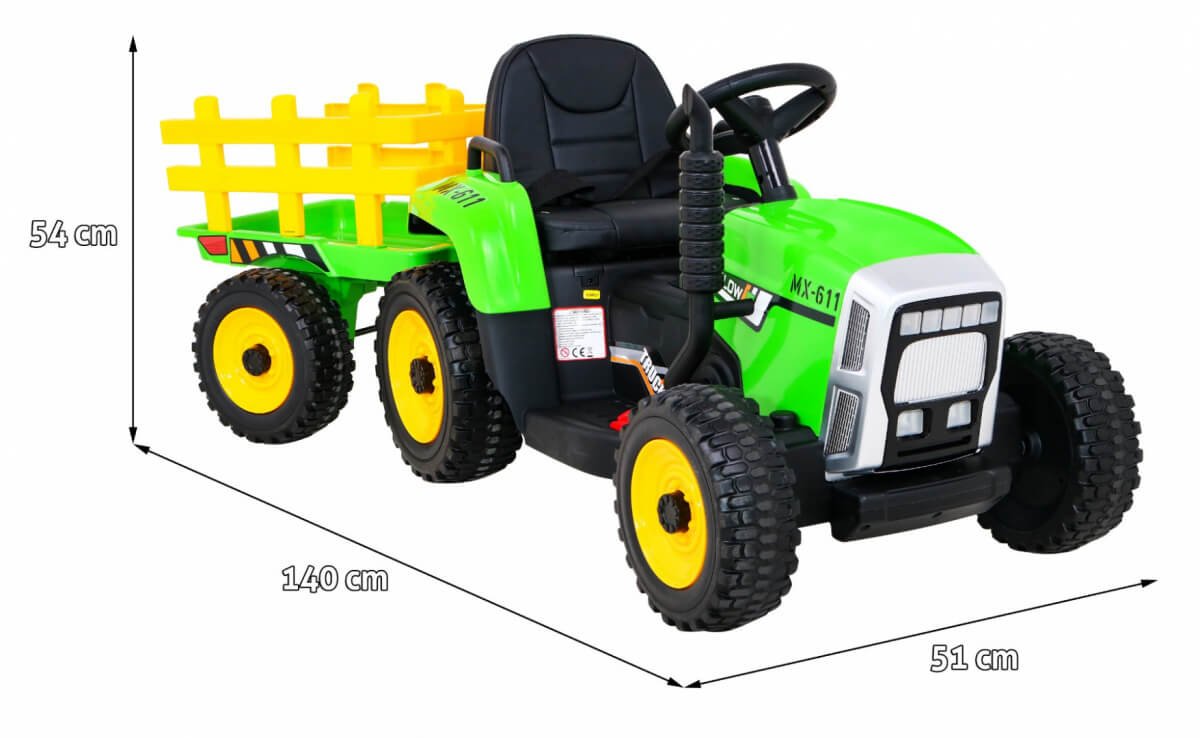 Tractor electric cu remorca pentru copii BLOW TRUCK LUX roti EVA (MX-611-LUX) Verde - imagine 2